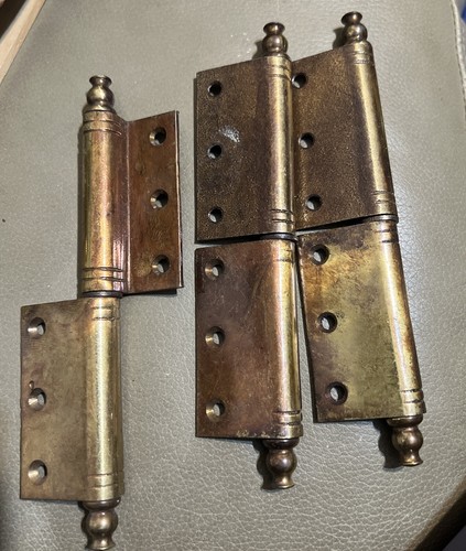 Traditional Brass Flag Left Antique Door Hinge Lot 3 - Picture 4 of 5