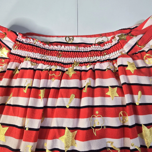 Justice Girls 2pc Skirt Tank Top Outfit 12 Orange White Stripe Nautical Puppies - Picture 16 of 18