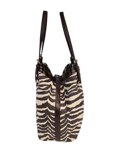 MICHAEL KORS SHOULDER TOTE TRAVEL BAG ZEBRA PRINT BROWN LEATHER TRIM W12xH11xD6 - Picture 3 of 14