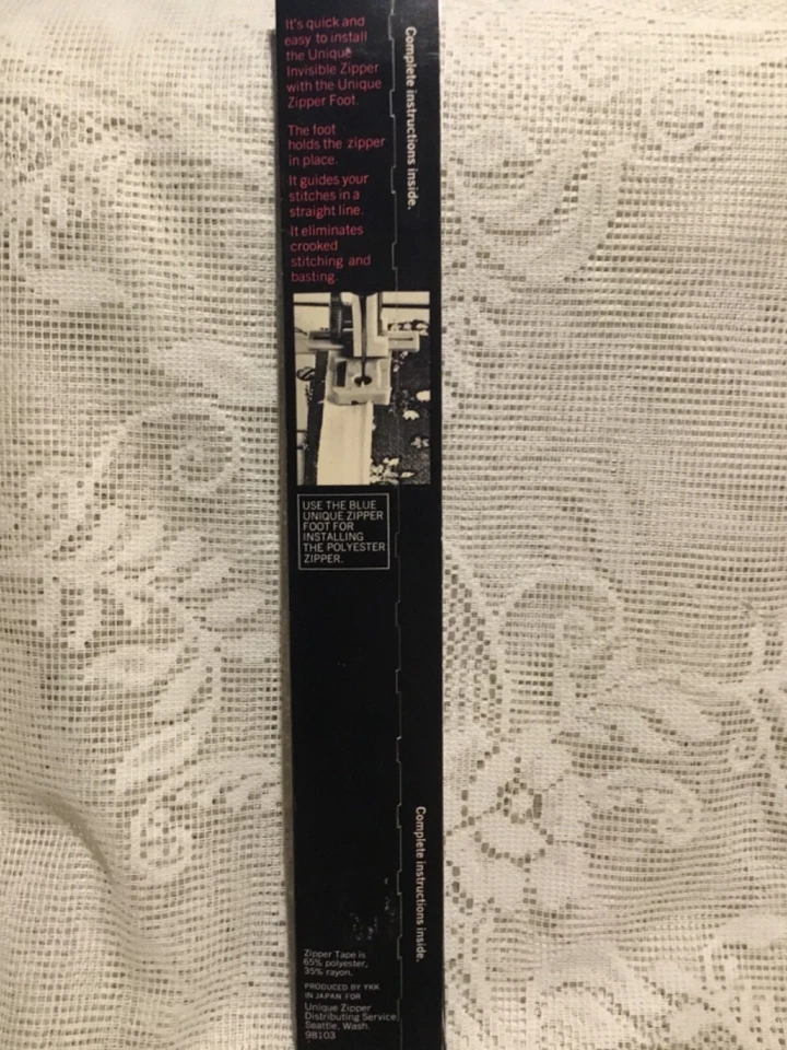 Vintage Unique Invisible Zipper New Old Stock White 20" 22" Polyester - Image 4 of 4