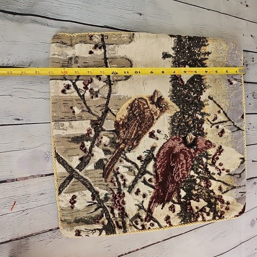 Vintage Pillow Brocade Tapestry Kim Norlien Cardinal Cover Reversible Floral 17" - Picture 7 of 8