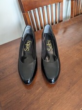 Selby Womens Pump Shoes Vintage Black Polished Leather Style 94405D Sz 9 2A/4A