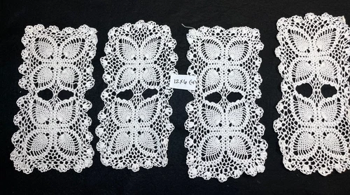Lot of 4 Vintage White Cotton Crocheted Table Runners/Dresser Scarves 12x6