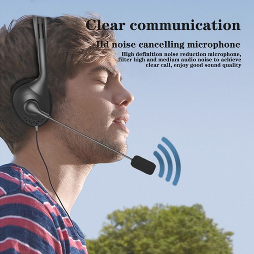 Casque d'ordinateur filaire avec micro 3,5 mm casque de centre d'appels pour ordinateur portable Skype PC - Photo 5 sur 15