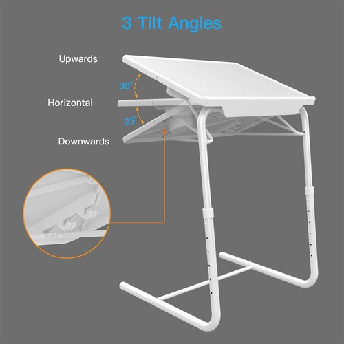 Adjustable TV Tray Tables Folding Desk with 6 Height & 3 Tilt Angle & Cup Holder - Picture 13 of 32