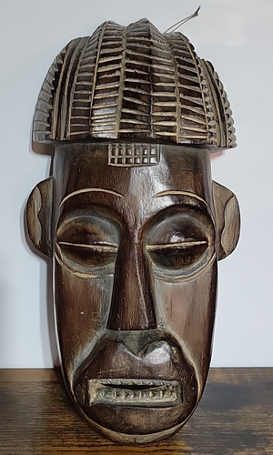 Vintage Hand Carved Wooden Mask 12 .5" H X 7" W