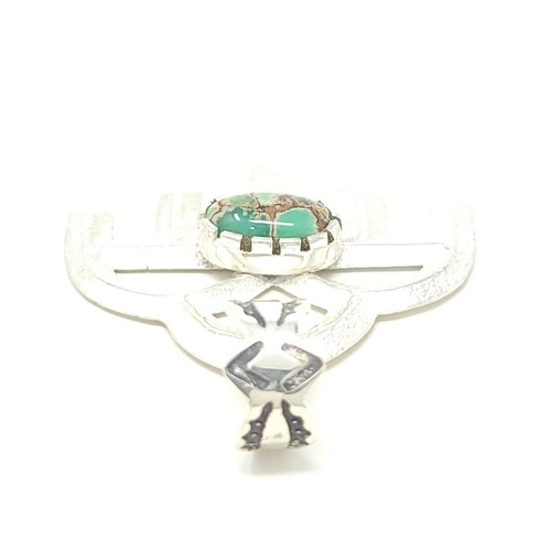 Tim Herrera Sterling Silver Cochiti Pueblo Raincloud Pendant Damele Variscite - Picture 5 of 8