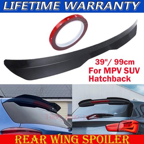 Carbon Black Car Rear Trunk Spoiler Lip Roof Tail Wing For Hatchback Universal - Picture 1 of 17