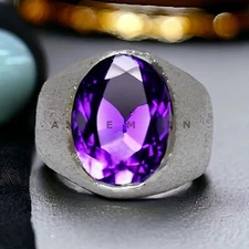 Amethyst Gemstone With 925 Sterling Silver Grooms Ring For Men's #AL126