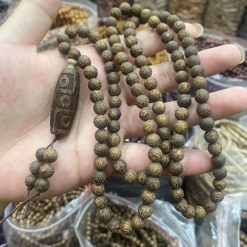 Collar de madera de agar colgante Guanyin cadena de cuentas de 8 mm 108 pulsera unisex - Imagen 2 de 5