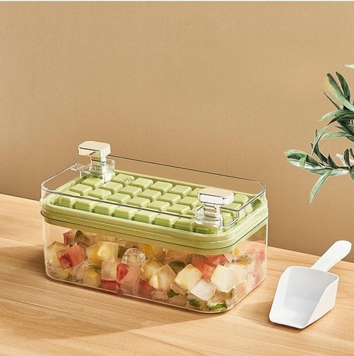 Ice Cube Tray with Lid and Bin for Freezer, 2 Pack, 64 Pcs Ice Cube Mold - Picture 2 of 4