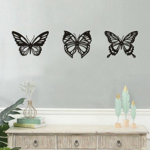 3Pcs Metal Butterfly Wall Decor Butterfly Wall Art Sculpture Hangings Decoration - Picture 5 of 11