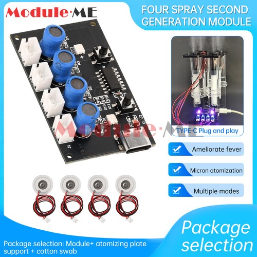 Type-C Humidifier DIY Kits Ultrasonic Mist Maker Atomizing Module 4 Way Atomizer