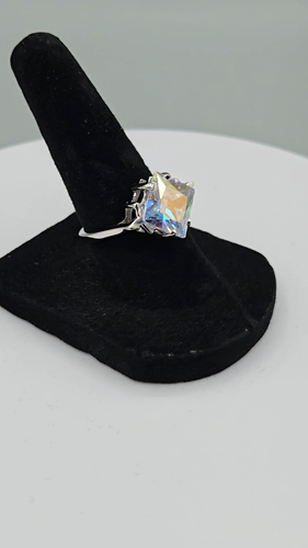 Suzanne Somers Iridescent CZ Sterling Silver Ring Size 7 - Video 1 of 1