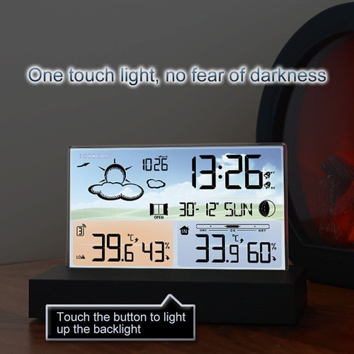 Wetterstation Funk Mit Farbdisplay Thermometer Innen-Außensensor Digitale Wecker - Picture 17 of 23