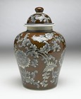 AA Importing 59729 Brown And Gray Floral 10 Inch Ginger Jar