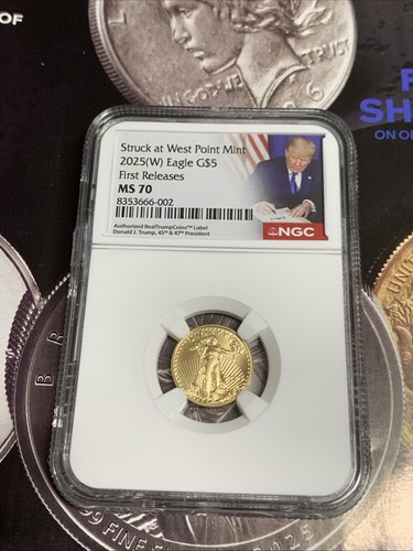 2025 (w)eagle5gold MS70 1/10 First release NGC Trump label