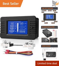DC Battery Monitor 0-200V 0-100A LCD Digital Multimeter for Solar RV Car