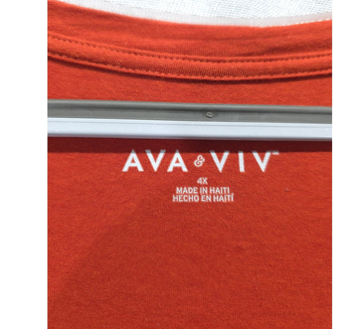 Ava & Viv Womens Plus Top 3X Burnt Orange Scoop Neck Long Sleeve Casual Modal - Picture 7 of 9