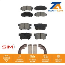 Front Rear Semi-Metallic Brake Pads And Parking Shoes Kit For Acura TL CL RL