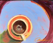 8 X 10 Acrylic Abstract Coffee Cup Modern Art Original Painting