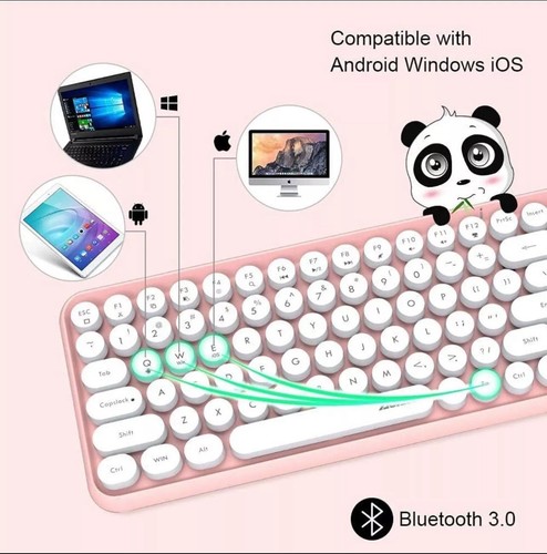 Ajazz 308i Wireless Bluetooth 84 keys Keyboard Pink Office keyboard - Picture 5 of 14