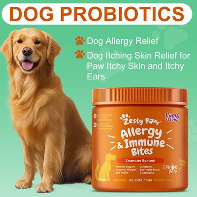 Zesty Paws Dog Allergy Relief Itch Dog Probiotic for Itchy Skin Itchy Ear Paw 90