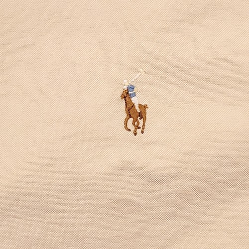 Ralph Lauren Dress Shirt 16.5 X 35 Yarmouth Beige 100% Cotton Oxford Pony Logo - Picture 3 of 11