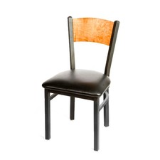 Oak Street Mfg Plain Cherry Wood Back Chair w/Black Vinyl Seat