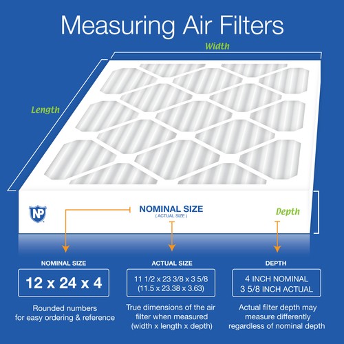 Nordic Pure 12x24x4 (3 5/8) Pleated Air Filters MERV 15 Plus Carbon 1 Pack - Picture 3 of 7