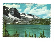 Lake Marie, Snowy Range in Medicine Bow NATL Forest Saratoga WY VTG postcard Unp