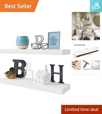 Elegant Floating Shelf Set for Stylish Storage - Water Resistant, 24x6 in White