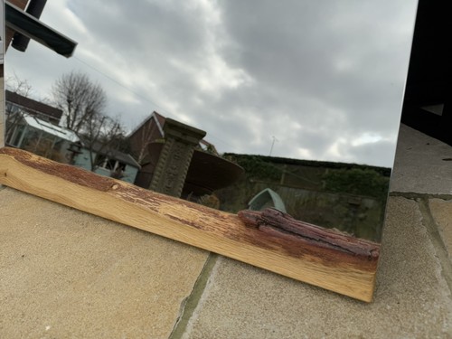 Oak Mirror Rustic Antique Unique Mirror Waney Live Edge Handmade - 820mm x 500mm - Picture 8 of 8