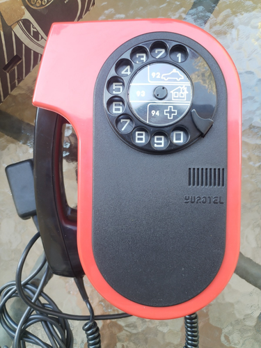Vintage Red Black Rotary Wall Phone Yurotel In Box Yugoslavia - Picture 5 of 9