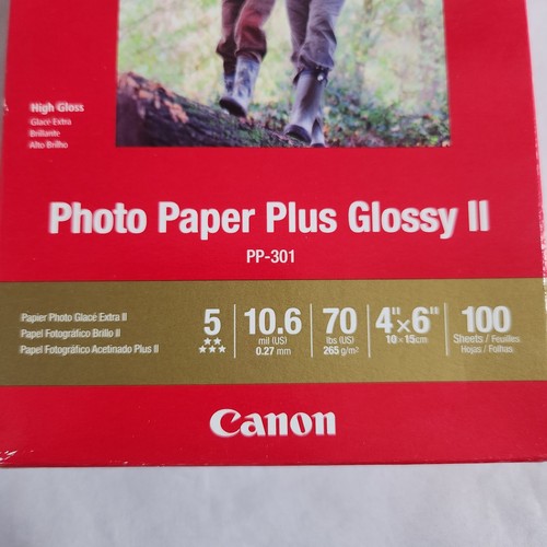 NEW Canon Photo Paper Plus Glossy II PP-301, 4 x 6 Inches, 100 Sheets High Gloss - Picture 2 of 8