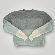 Free People Sweater Womens Small Green Ombre Stripe Wool Blend Cozy Crewneck