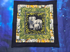 Handmade Quilted Table topper Jungle Animals ELEPHANTS tiger monkey WALL HANGING