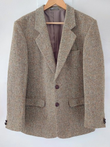 Chaqueta Blazer Harris Tweed Tejida a Mano Para Hombres Lana Tweed Talla 38 Marrón Mancha En muy buena condición