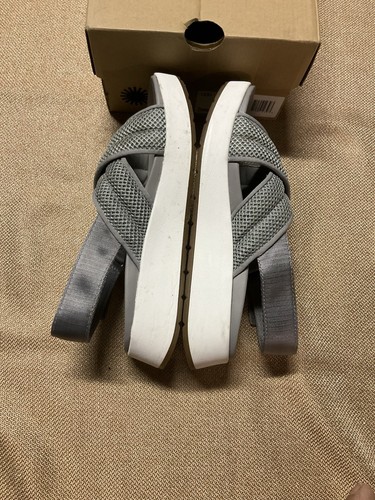 UGG Nella Damen-Plateausandalen grau/weiß Freizeit Größe 6 Netzsandale - Bild 3 von 10