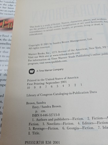 Envy - Hardcover By Brown, Sandra - First Printing, First Edition. - Picture 4 of 7