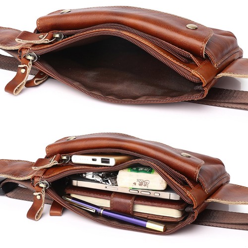 Genuine Leather Sling Bag Backpack for Men Women Chest Shoulder Satchel Cross... - Picture 5 of 7