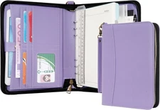 WASON Portfolio A5 Binder Journal with Zipper - Leather pu Writing Notebook Padf