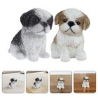  2 Pcs Puppy Toy Ornament Miniature Dog Figurines Resin Spot Sculptures