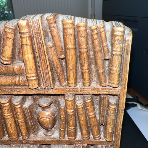 1950s Bookshelf Bookends Syroco Wood USA Library Bookcase Spines Shaped - Picture 12 of 18