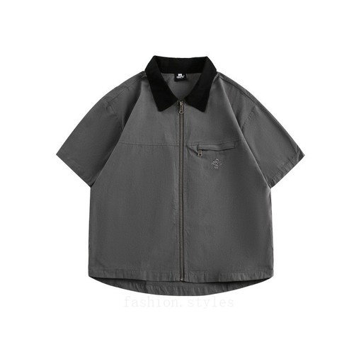 Estilo Vintage Verano Nuevo Retro Bordado Suelto Ropa de Trabajo Camisa Manga Corta Hombres - Imagen 3 de 26