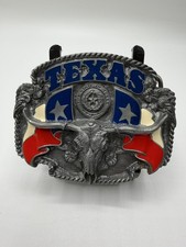 Siskiyou Texas Longhorn Belt Buckle Pewter Enamel USA 1995 N-67 3.5x2.6