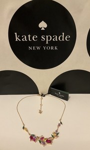 Authentic NWT Kate Spade York Greenhouse Floral 12k Gold Plated CZ Crystals Necklace