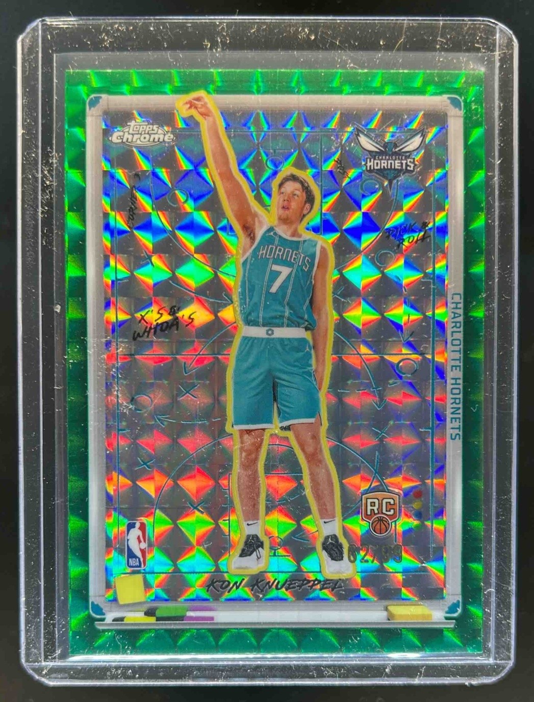 2025-26 Topps Chrome Kon Knueppel X's Whoa's RC Geometric Green Refractor #62/99