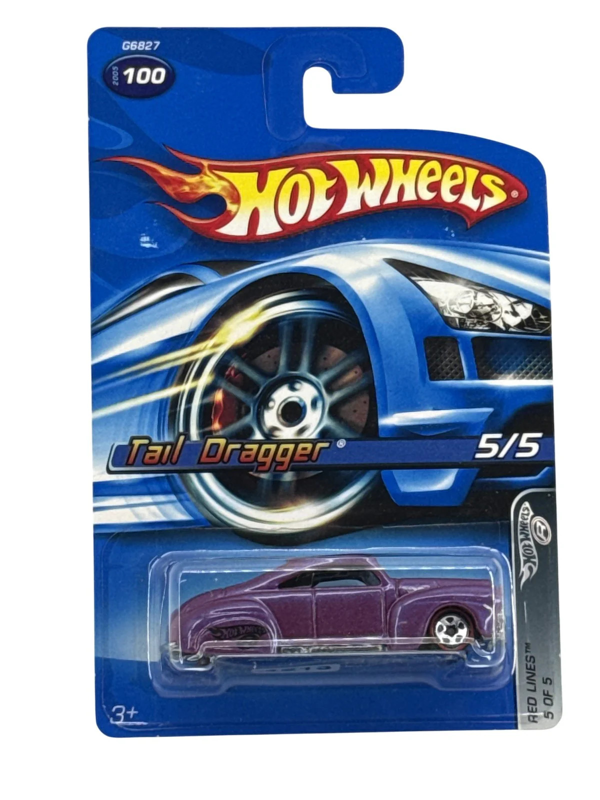 Hot Wheels Tail Dragger 2005 Red Lines 5/5 Purple Diecast Car New Sealed Card