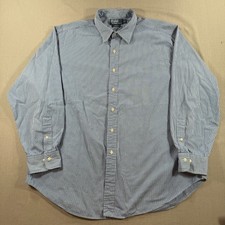 Polo Ralph Lauren Long Sleeve Button Dress Shirt Mens 18 34/35 Blue Striped Up